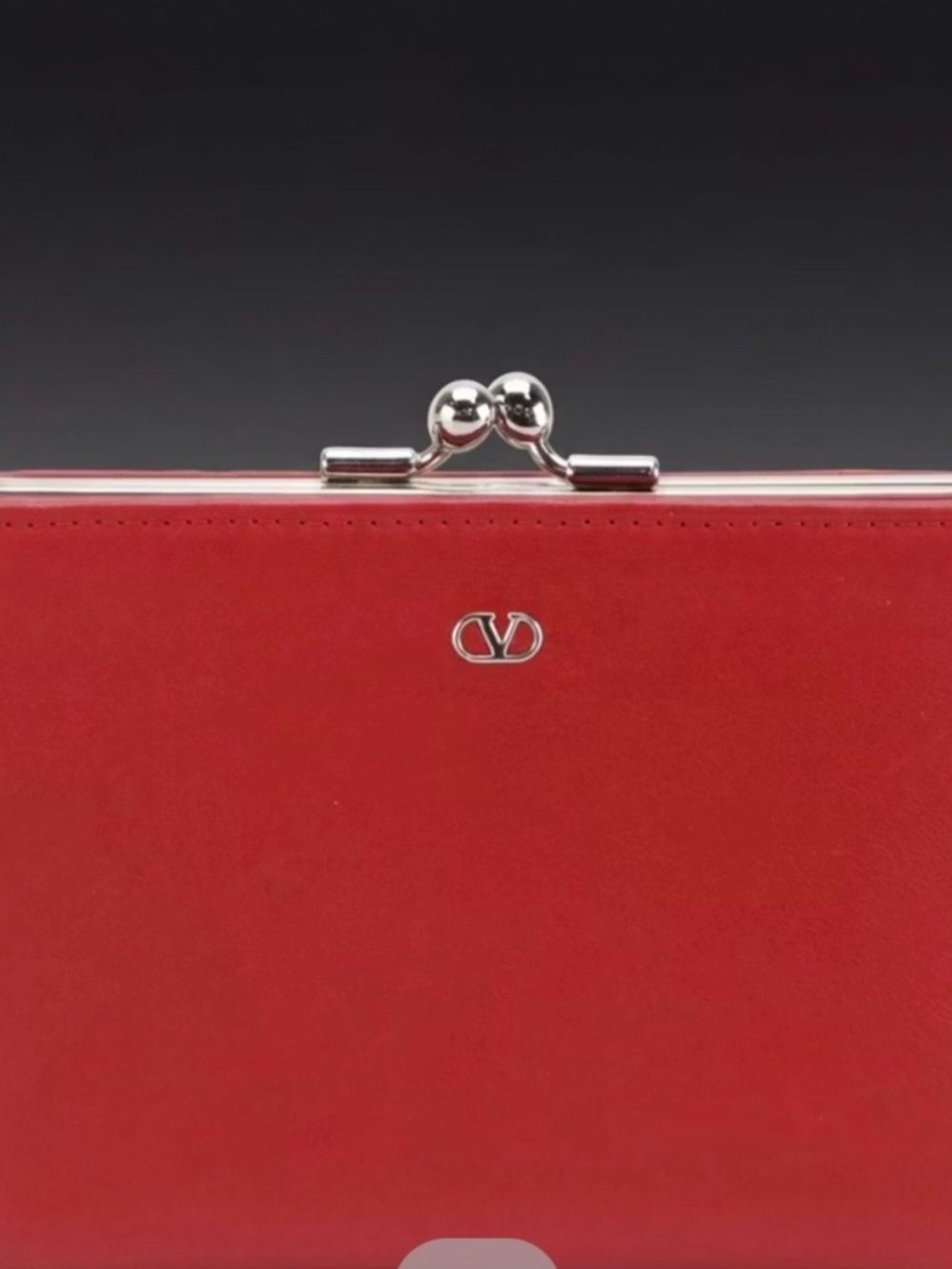 Valentino Compact Bifold Wallet in Red Leather with Box - Picture 2 of 6